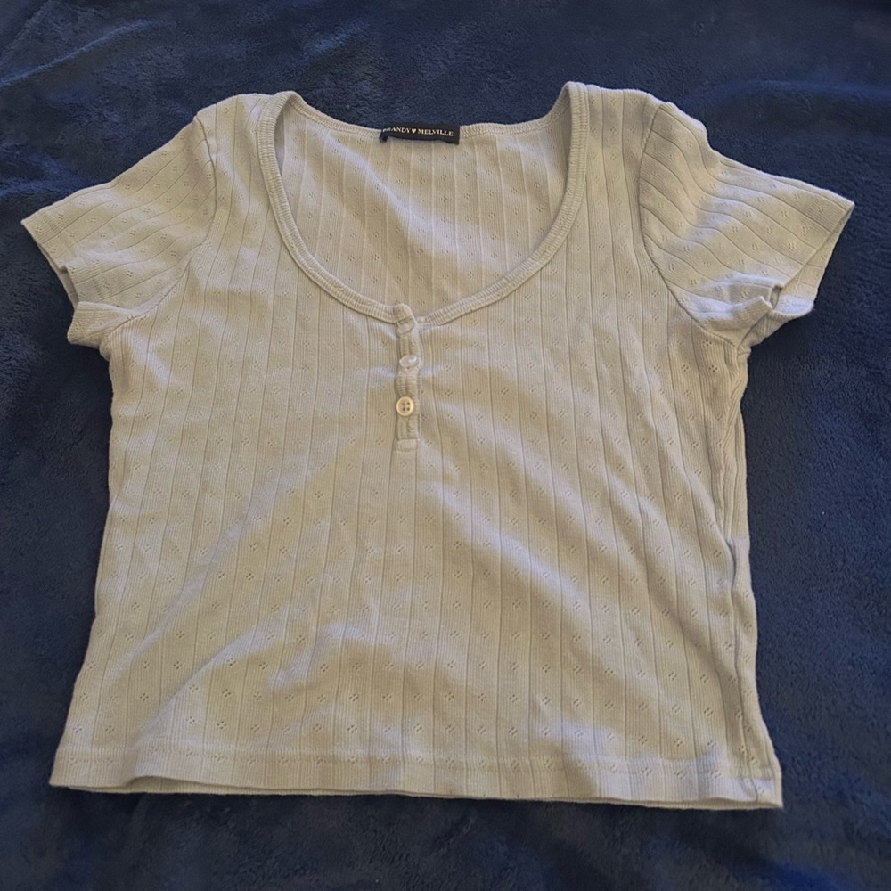 Brandy Melville Light Blue Ribbed Top